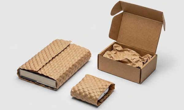 Book and small appliance wrapped in PaperEZ Bubble paper