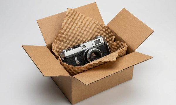 Camera wrapped in PaperEZ Bubble paper cushioning