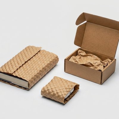 Embossed bubble paper with wrapped products