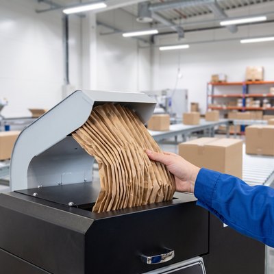 Paper pad leaving the exit chute of the ProPad system